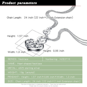 925 Sterling Silver Multi-Layer Bead Chain Pendant Necklace