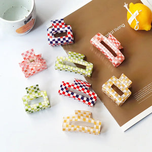 Checkerboard CAB Shark Clip Acrylic Hair Claws for Women