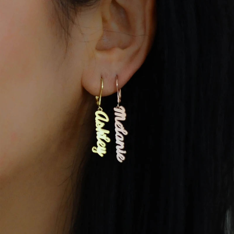 Personalized Name Earrings Stainless Steel Letter Couple Gift
