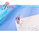 Austrian Crystal 925 Sterling Silver Engagement Ring