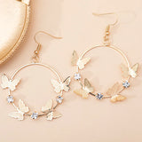 Large Circle Butterfly Earrings Metal Pendant Statement Jewelry