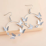 Large Circle Butterfly Earrings Metal Pendant Statement Jewelry