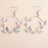 Large Circle Butterfly Earrings Metal Pendant Statement Jewelry