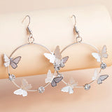 Large Circle Butterfly Earrings Metal Pendant Statement Jewelry