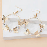 Large Circle Butterfly Earrings Metal Pendant Statement Jewelry