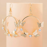 Large Circle Butterfly Earrings Metal Pendant Statement Jewelry