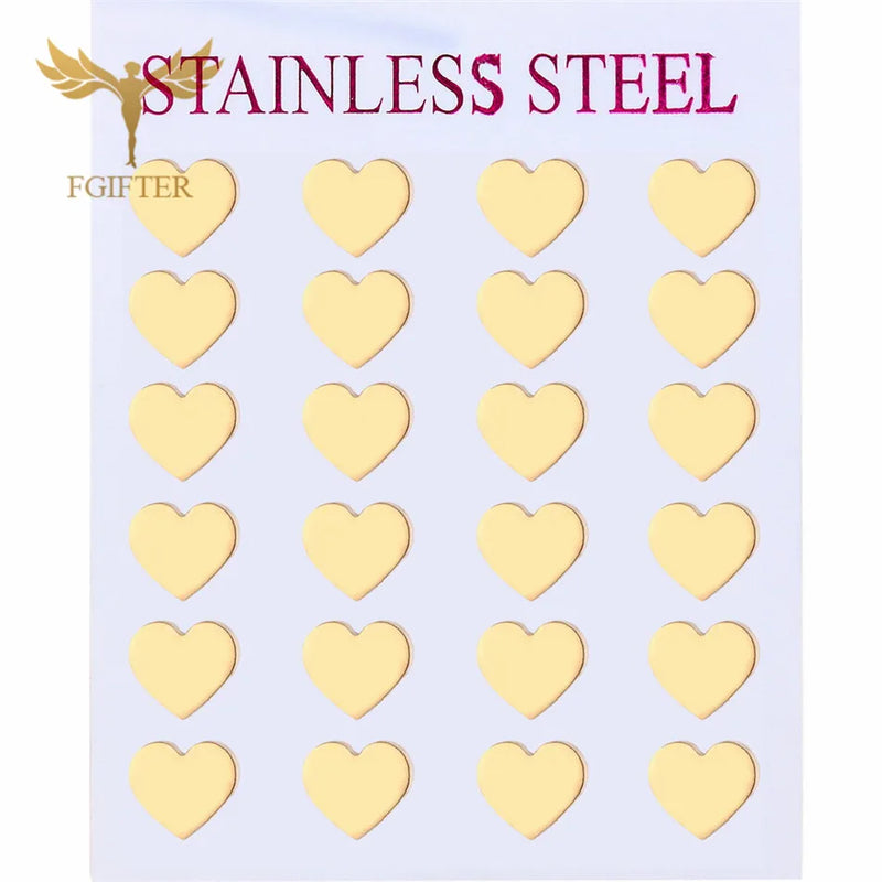 Love Heart Stud Earrings Party Gift Stainless Steel Jewelry Set