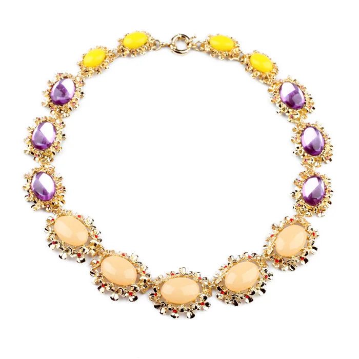Hot Pendant Opal Necklace Purple Stone Women