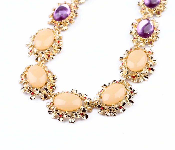 Hot Pendant Opal Necklace Purple Stone Women