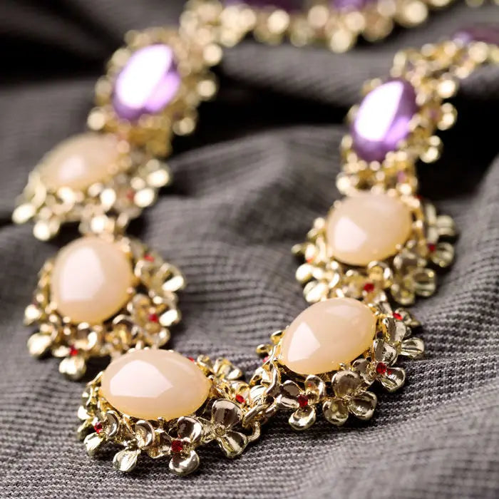Hot Pendant Opal Necklace Purple Stone Women