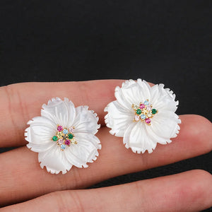 Zircon Diamond-Studded Flower Earrings for Women