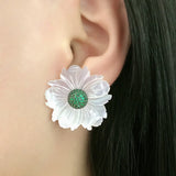 Zircon Diamond-Studded Flower Earrings for Women