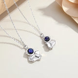 Silver Glazed Stone Astronaut Heart Necklace