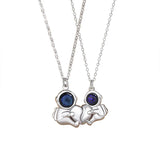 Silver Glazed Stone Astronaut Heart Necklace