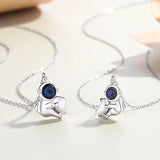 Silver Glazed Stone Astronaut Heart Necklace