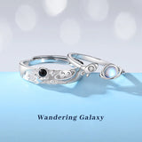 Silver Astronauts Galaxy Couple Opening Ring Love Gift