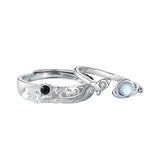 Silver Astronauts Galaxy Couple Opening Ring Love Gift