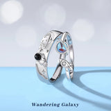Silver Astronauts Galaxy Couple Opening Ring Love Gift