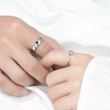Silver Astronauts Galaxy Couple Opening Ring Love Gift