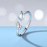 Silver Astronauts Galaxy Couple Opening Ring Love Gift