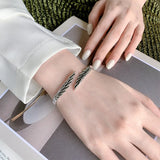 Silver Retro Feather Angel Wings Women's Open Bracelet Gift