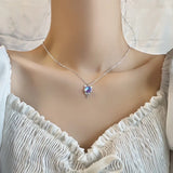 Silver Bowtie Cat Moonstone Pendant Necklace for Women