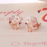 Small CZ Flower Clip-on Earrings for Women