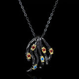 Women's 925 Silver Necklace Irregular Tree Vine Pendant Colored Zircon Jewelry