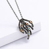 Women's 925 Silver Necklace Irregular Tree Vine Pendant Colored Zircon Jewelry