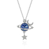 Women's Silver Star Moon Planet Necklace Gift