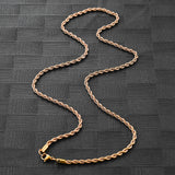 Stainless Steel Rose Rope Chain Necklace For Women Men