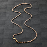Stainless Steel Rose Rope Chain Necklace For Women Men