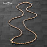 Stainless Steel Rose Rope Chain Necklace For Women Men