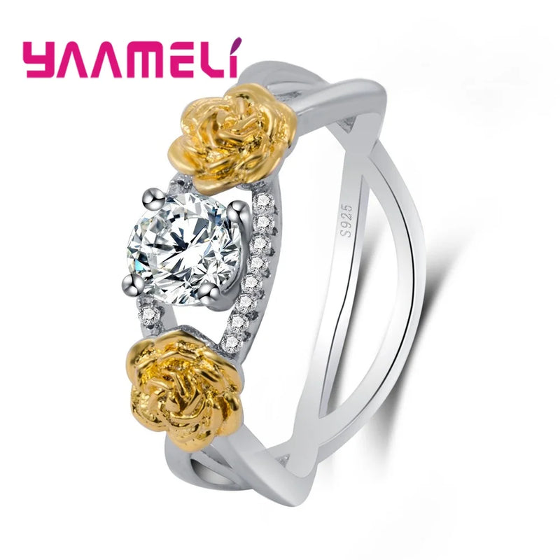 Rose Crystal Stone Finger Rings For Ladies - Wedding Gift