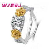 Rose Crystal Stone Finger Rings For Ladies - Wedding Gift