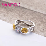 Rose Crystal Stone Finger Rings For Ladies - Wedding Gift