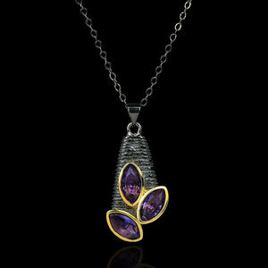 Purple Zircon Pendant Necklace 925 Stamp Jewelry