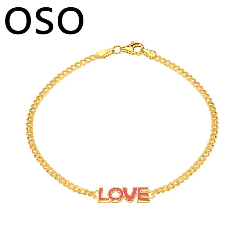 S925 Sterling Silver All-match Letters Women's Bracelet