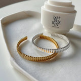 S925 Silver Vintage Gear Pattern Open Bracelet Bangle