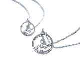 Silver Fresh Rose Little Prince Pendant Couple Necklace