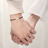 Silver Ginkgo Biloba Long Distance Love Couple Bracelet