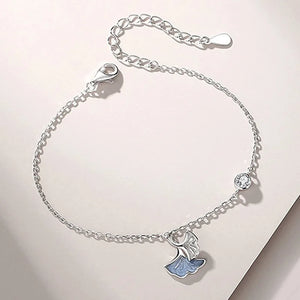 Silver Ginkgo Biloba Long Distance Love Couple Bracelet