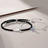 Silver Ginkgo Biloba Long Distance Love Couple Bracelet