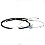 Silver Ginkgo Biloba Long Distance Love Couple Bracelet