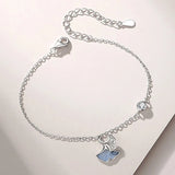 Silver Ginkgo Biloba Long Distance Love Couple Bracelet