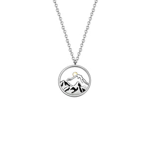 Silver Mountain Sea Sun Moon Pendant Couple Necklace X366