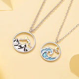 Silver Mountain Sea Sun Moon Pendant Couple Necklace X366