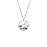 Silver Mountain Sea Sun Moon Pendant Couple Necklace X366