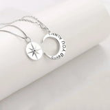 Silver Star Sun Moon Pendant Couple Necklace X392