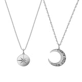Silver Star Sun Moon Pendant Couple Necklace X392
